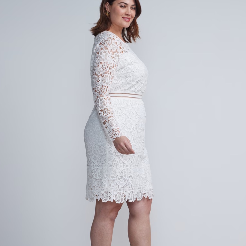 New York & company - plus white floral-lace sheath dress - size 2x - item #28